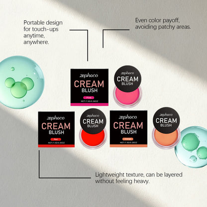 Zephoco Cream Blush – Lightweight Buildable Cream Blush with Smooth Color Payoff