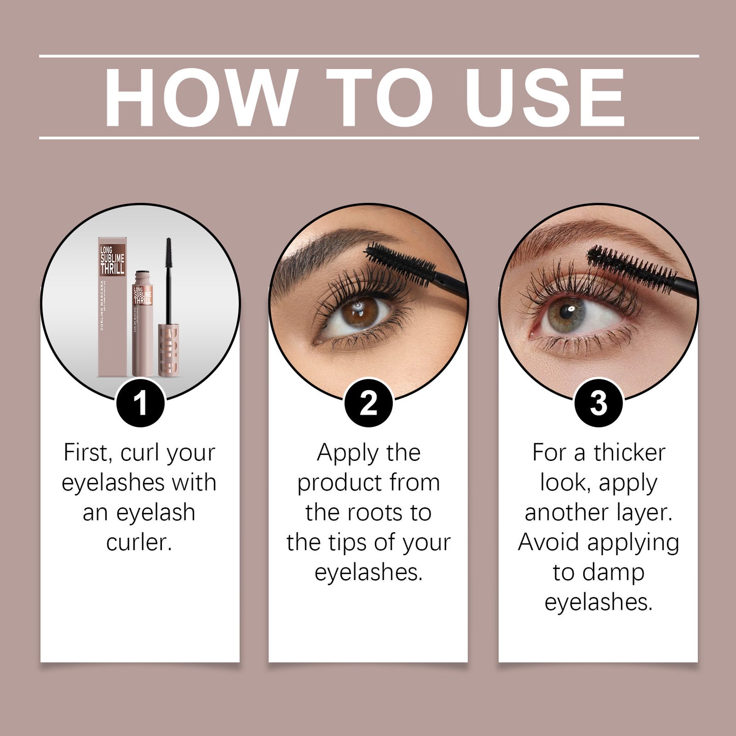 Zephoco Long Sublime Thrill Curling Mascara – Buildable Volume & Defined Lash Look