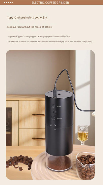 Molinillo de café eléctrico portátil: dosificación precisa y tamaño de molienda ajustable