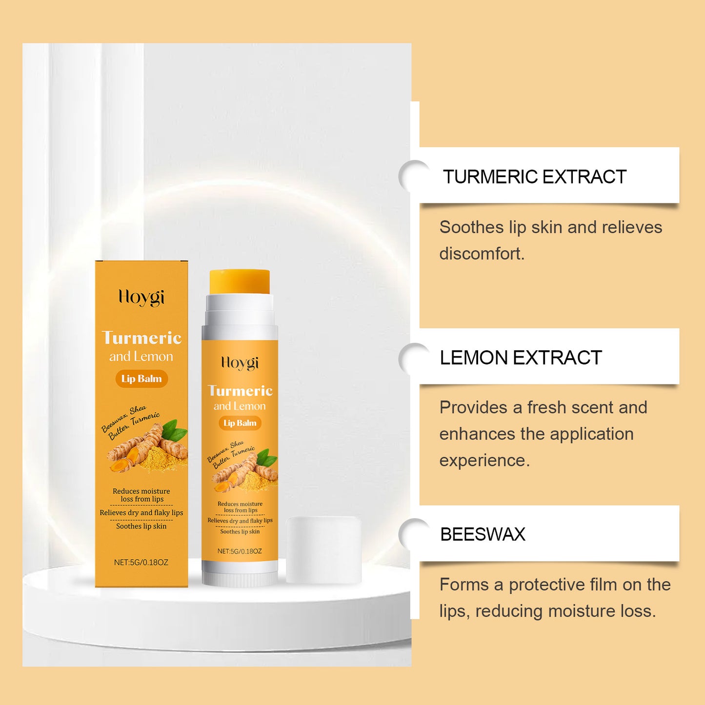 Hoygi Turmeric & Lemon Lip Balm – Smooth, Lightweight & Daily Moisturizing (5g)