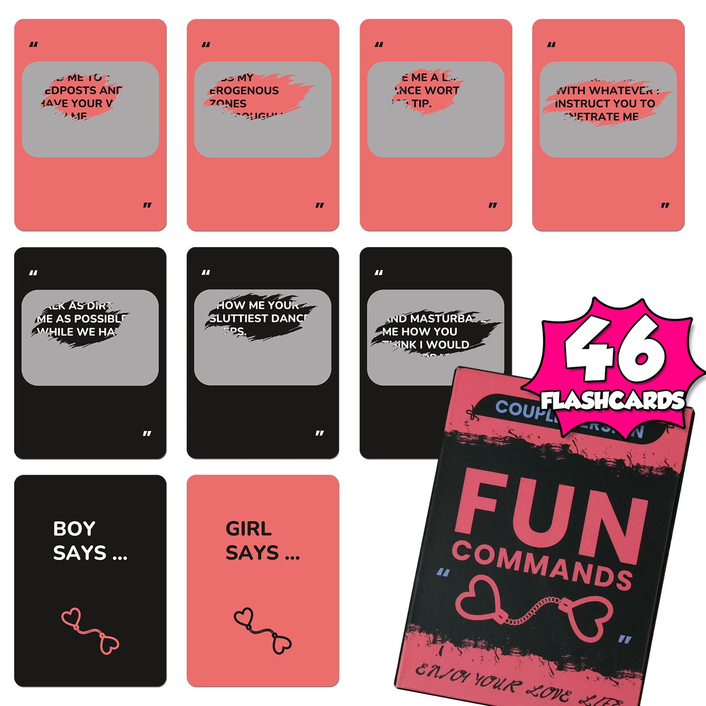 Cartes à gratter Fun Commands pour couples – Jeu interactif garçon et fille (46 cartes) (18+)