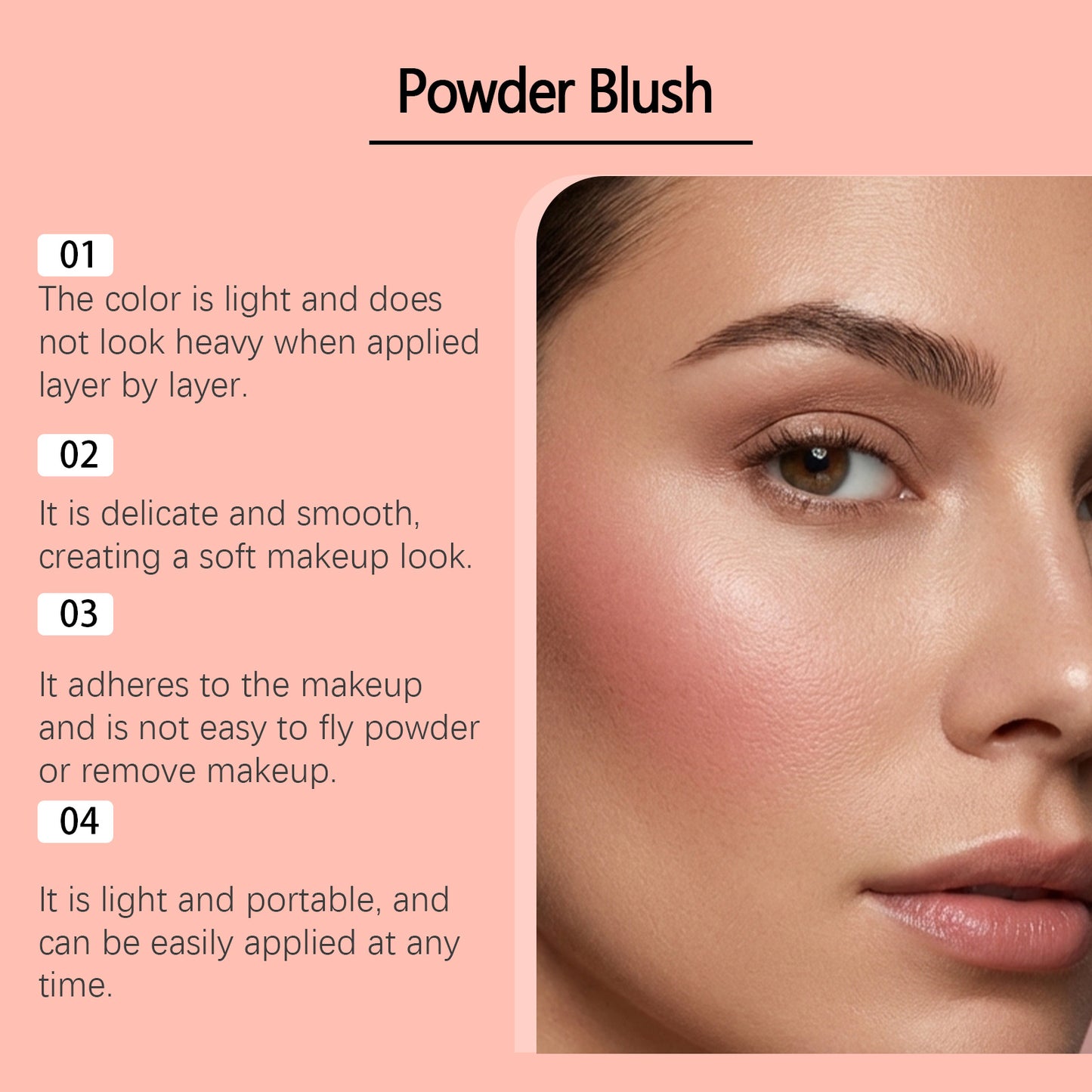 Zephoco Soft Luminous Powder Blush – Lightweight, Blendable Cheek Color