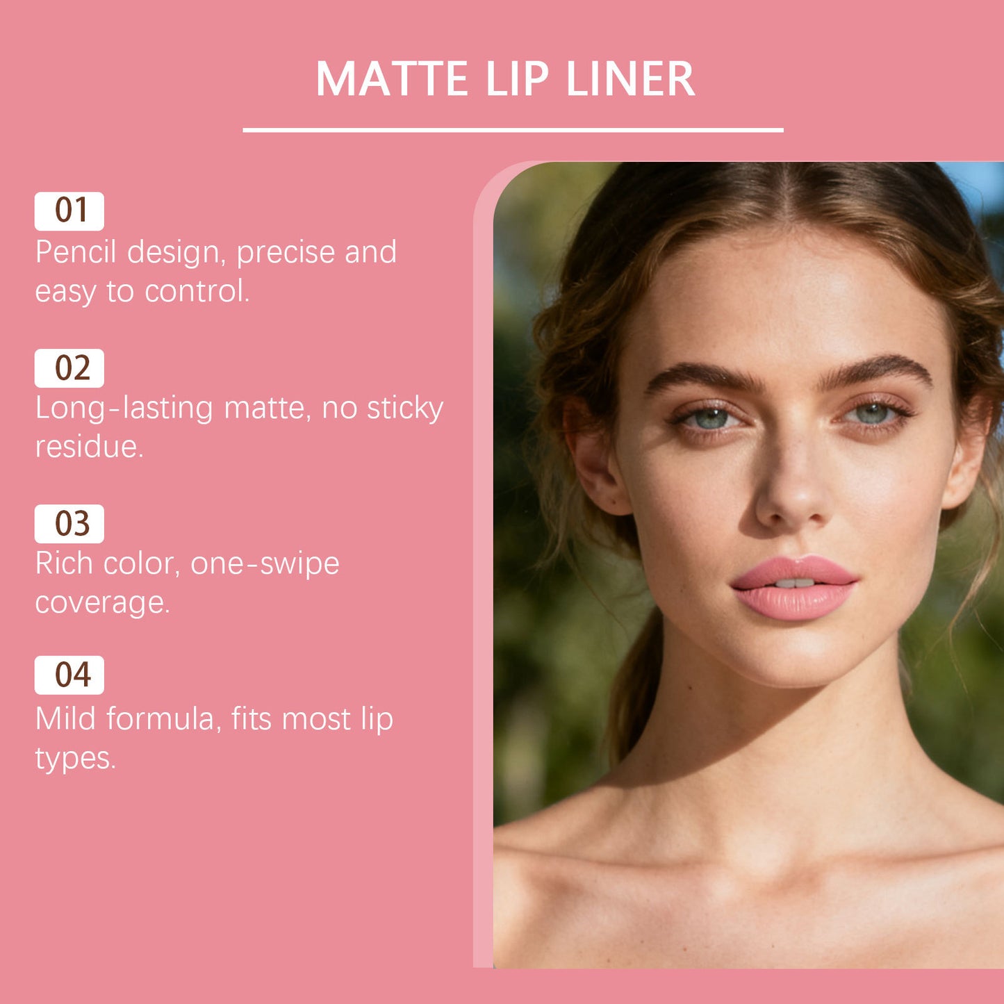 Zephoco Matte Lip Liner – Long-Wear Lipstick Pencil for Defined Lips