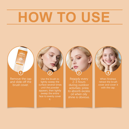 Polvos fijadores minerales tipo brocha Zephoco con FPS que mejoran la apariencia: polvos ligeros para retoques