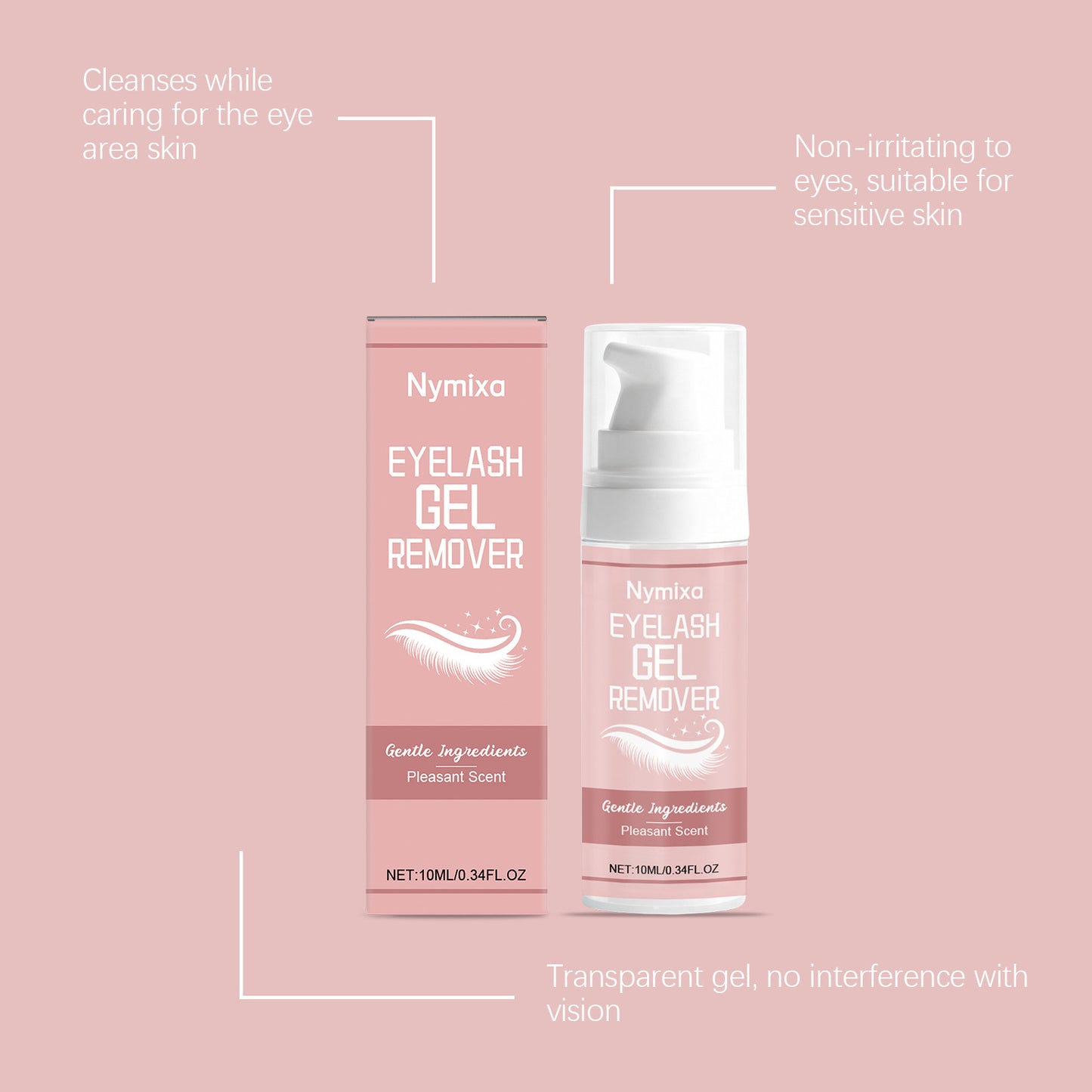 Gel removedor de pestañas Nymixa: disolvente suave y de acción rápida para el pegamento de pestañas (10 ml)