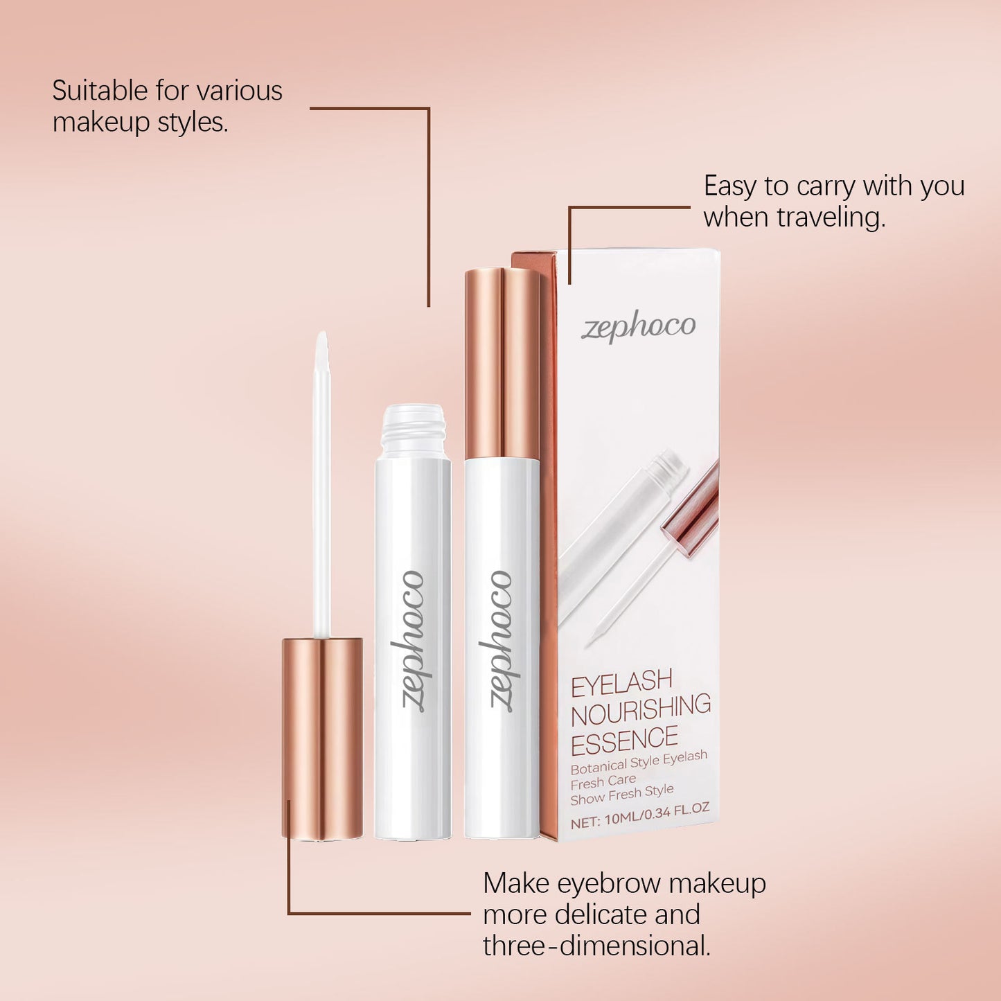 Zephoco Eyelash Nourishing Essence – Lightweight Lash & Brow Care Serum (Clear)