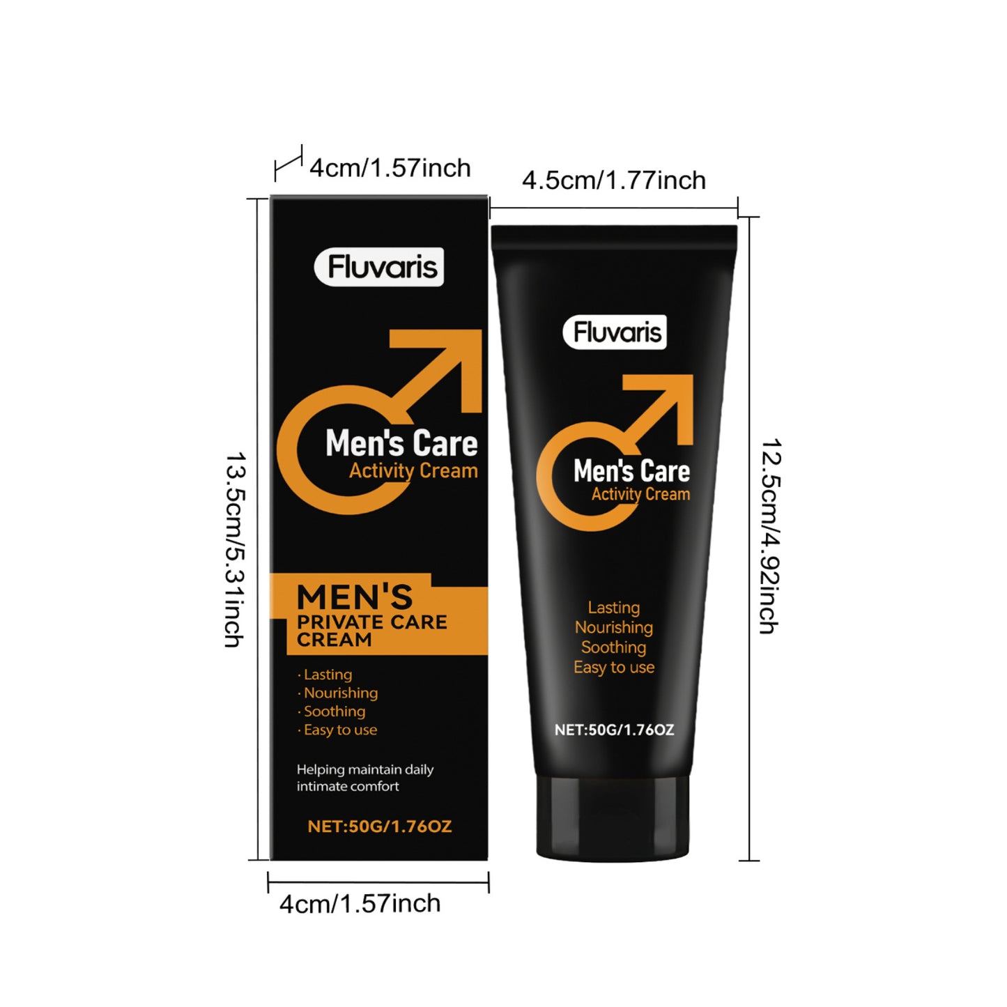 Fluvaris Mens Intimate Care Cream Lightweight Hydrating Body Care 50g