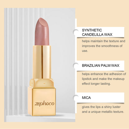 Zephoco Metallic Lipstick – Smooth Color & Radiant Finish (Multiple Shades)
