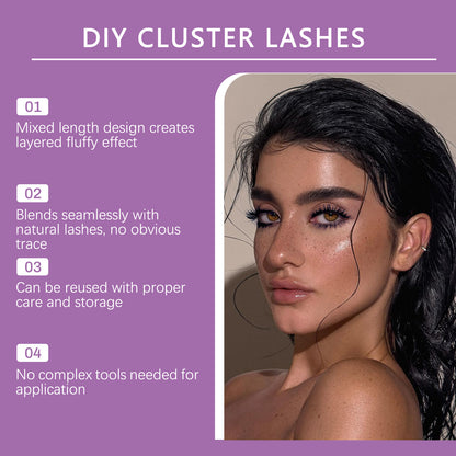 Kit de faux cils Nymixa à faire soi-même – 200 extensions de cils réutilisables avec outil applicateur