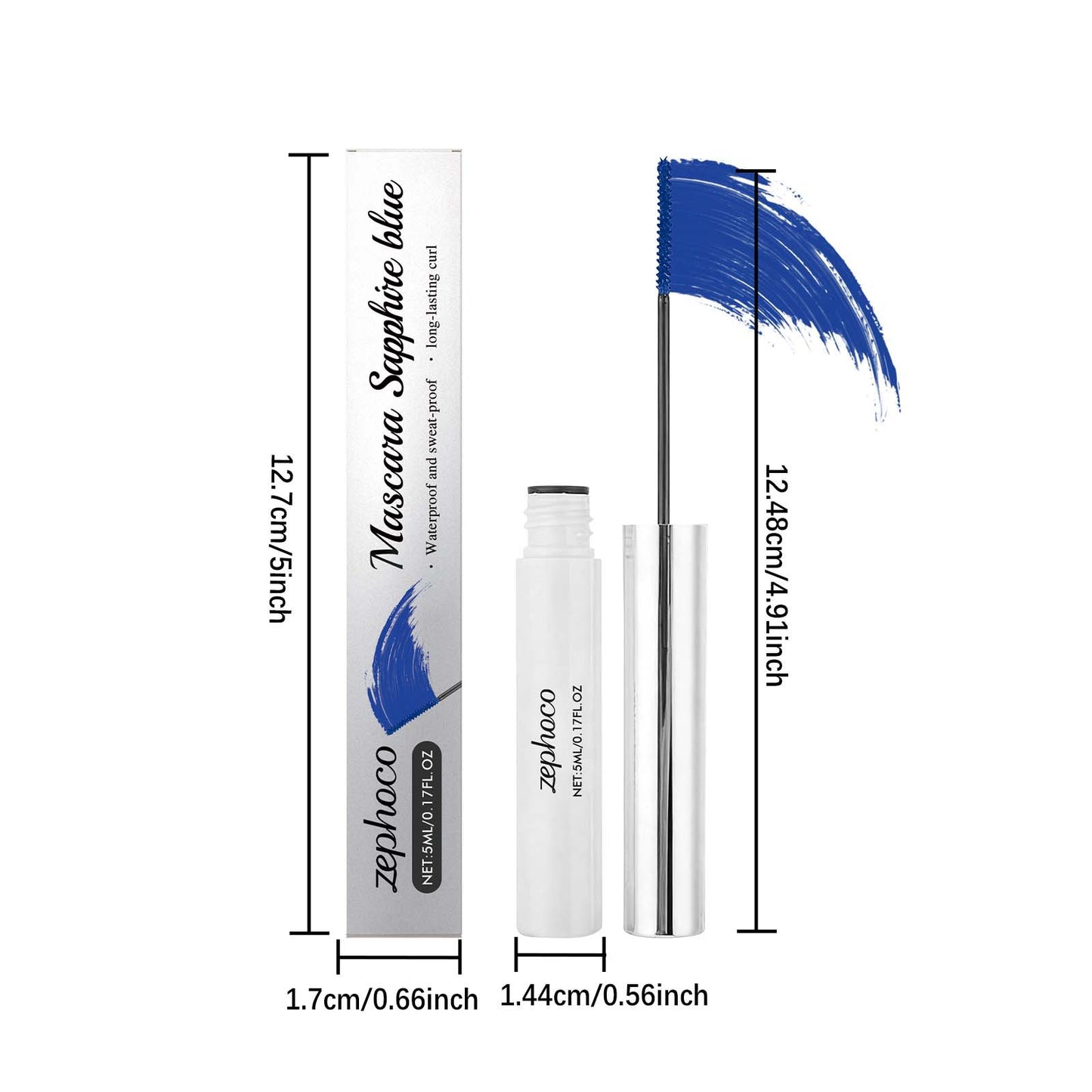 Máscara de pestañas Zephoco: fórmula resistente al agua, suave y sin grumos