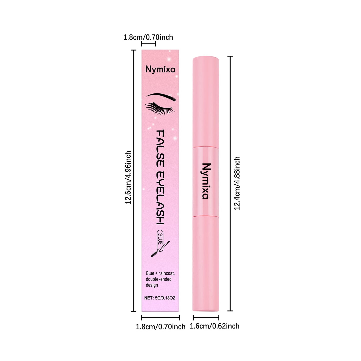 Stylo colle et fixateur double embout Nymixa pour faux cils – Colle longue tenue pour la pose de faux cils à faire soi-même