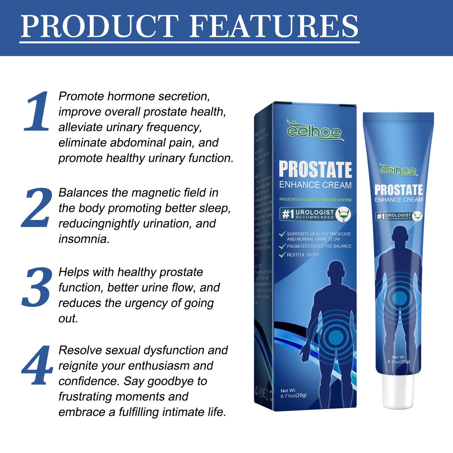EELHOE Prostate Care Support Cream – Daily Skin Comfort & Personal Care Formula | External Use Only