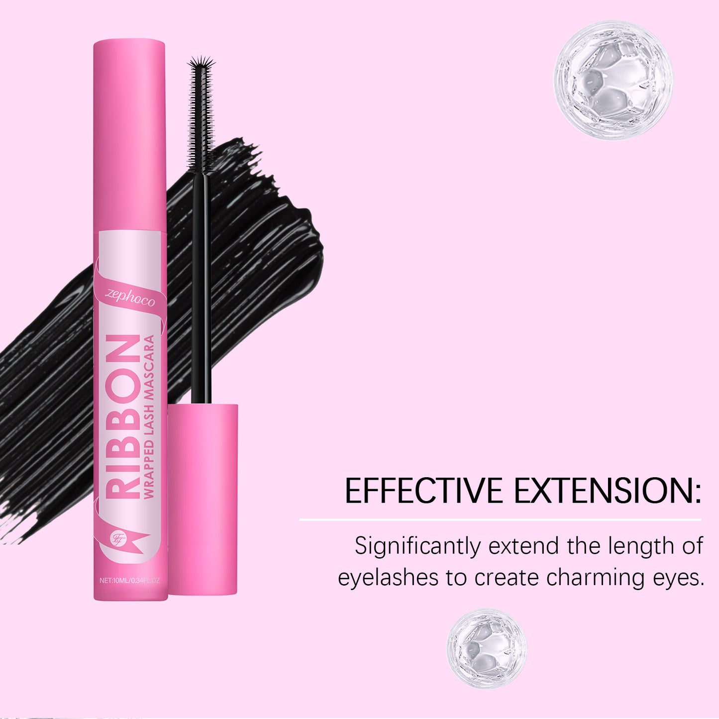 Zephoco Ribbon Wrapped Lash Mascara – Waterproof, Slimming Lash Effect & Smooth Application