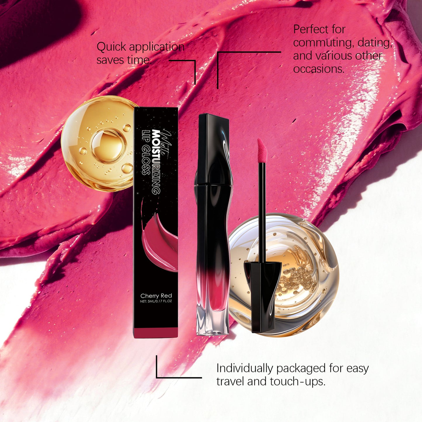 Zephoco Matte Moisturizing Lip Gloss – Soft Matte Lip Color with Precision Brush