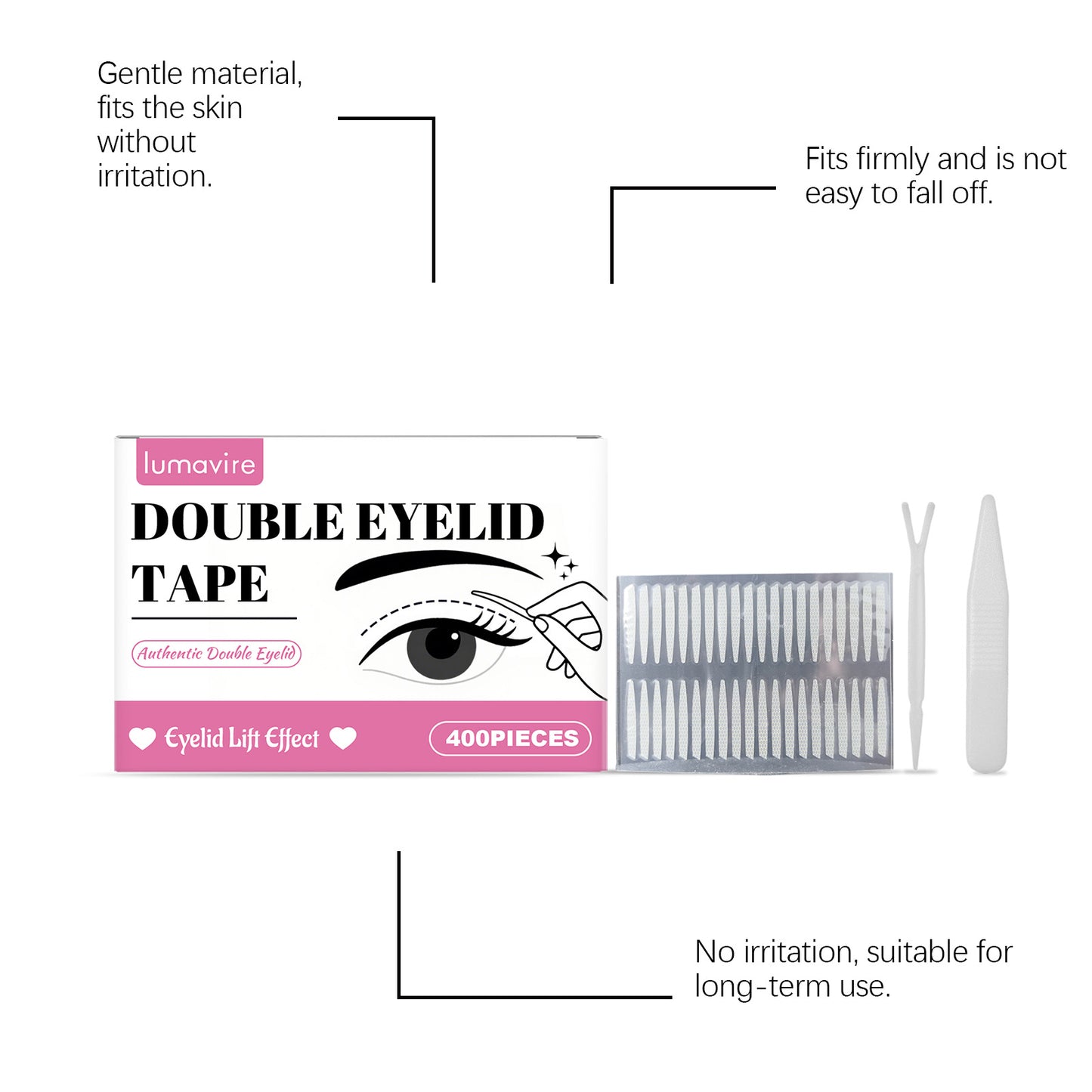 Cinta Lumavire para párpados dobles: invisible, duradera y respetuosa con la piel (400 unidades)