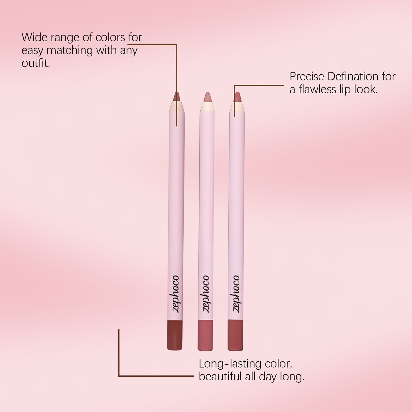 Zephoco Precision Lip Liner – Slim Pencil for Defined & Natural Lip Looks