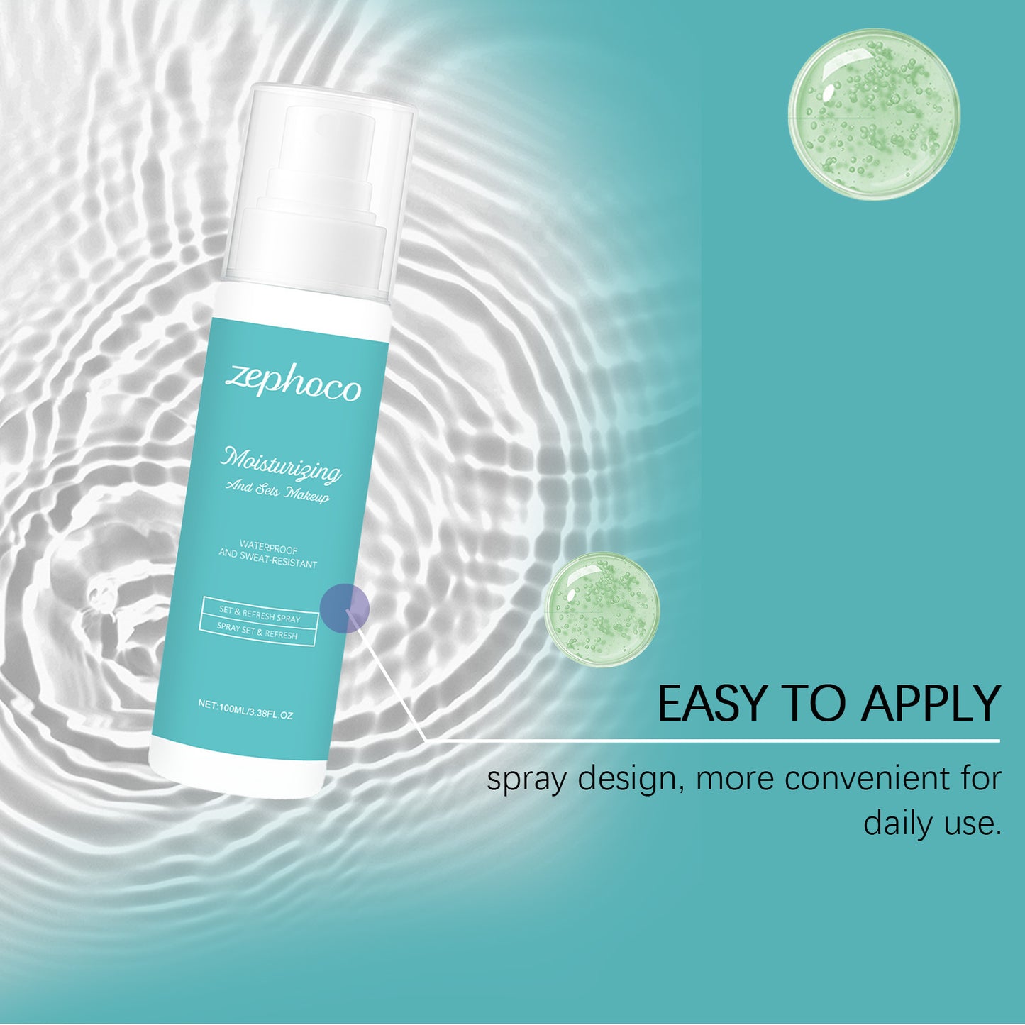 Spray fijador hidratante Zephoco: bruma ligera, refrescante e hidratante para el maquillaje