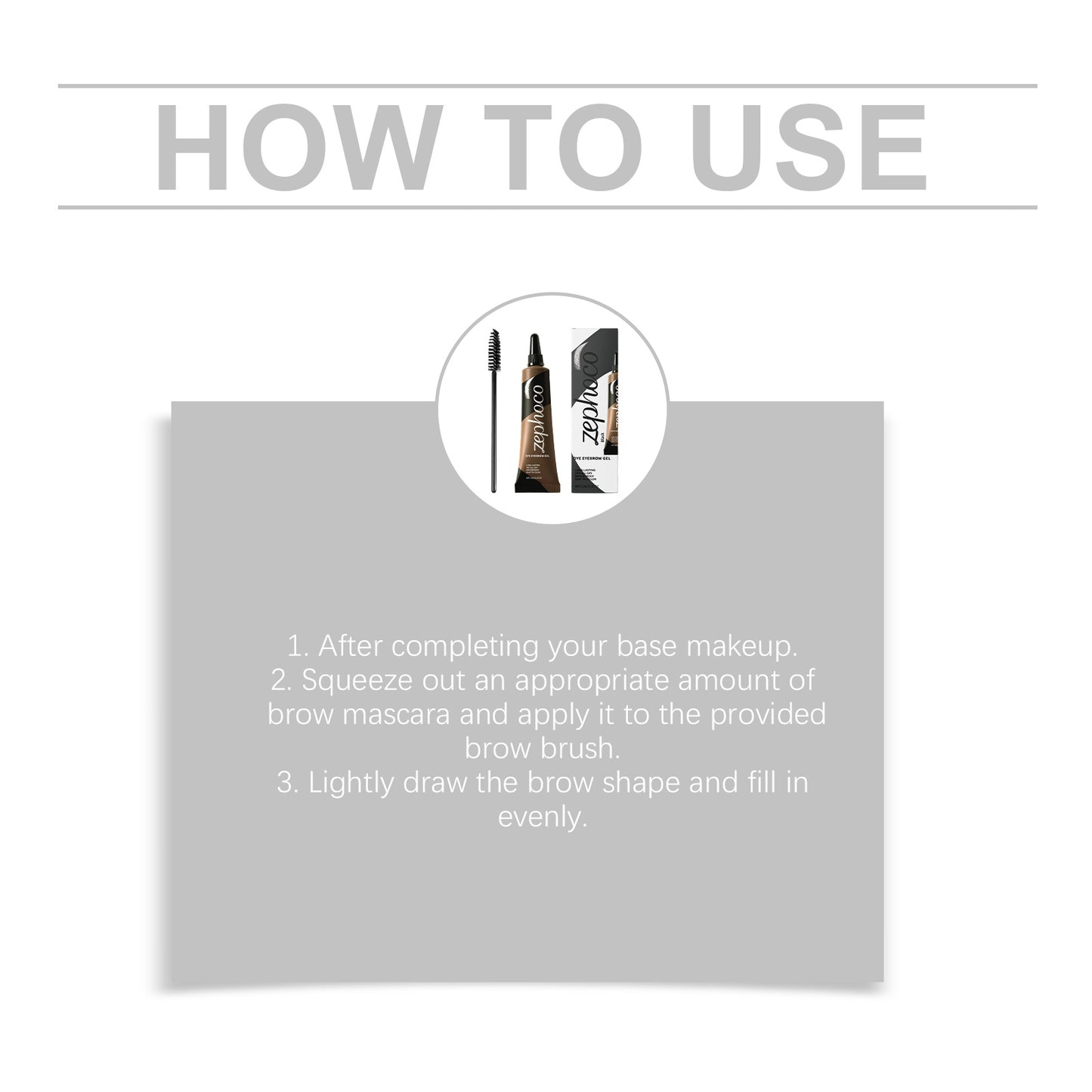 Zephoco Long-Lasting Dye Eyebrow Gel – Natural Shaping & Smudge-Resistant Brow Formula