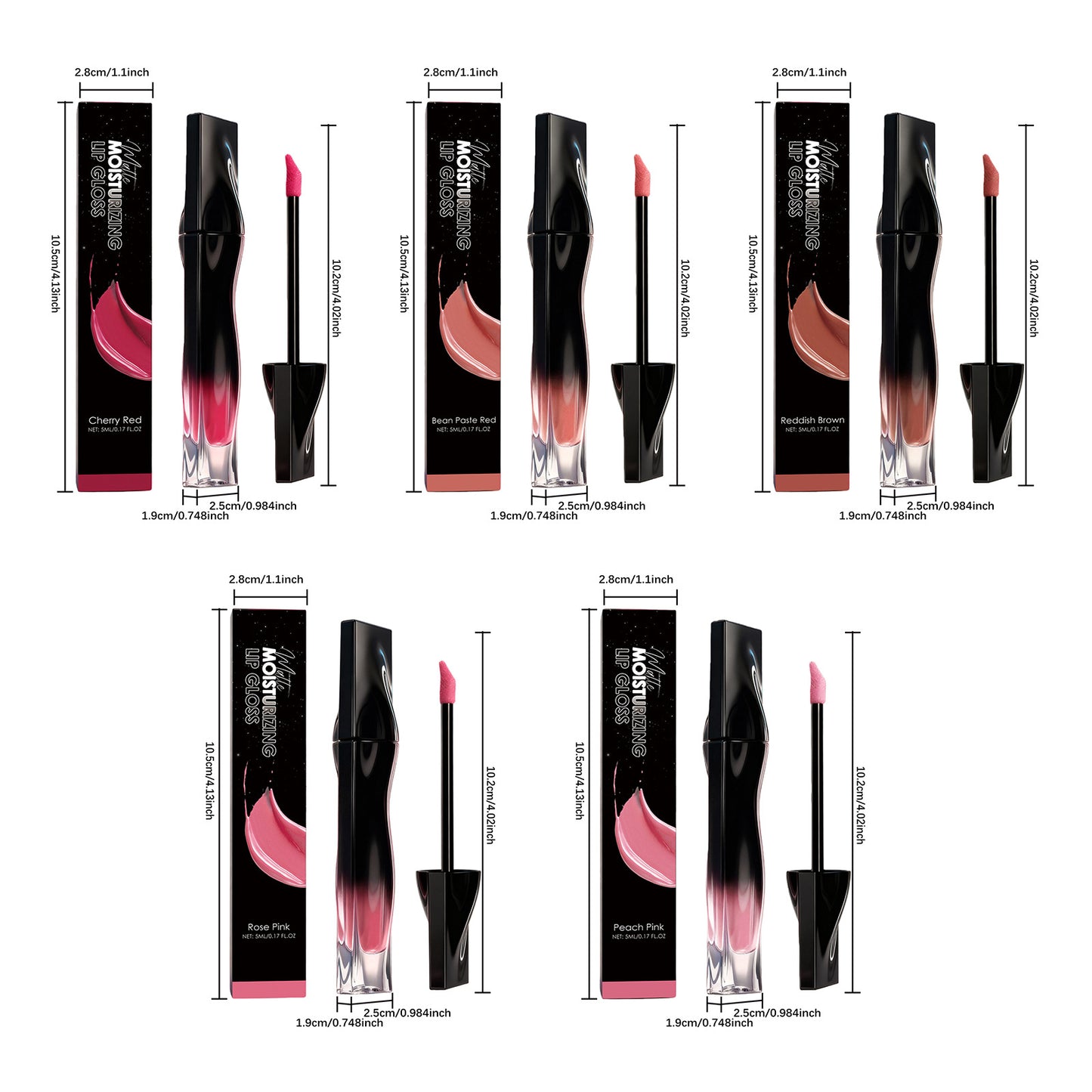 Zephoco Matte Moisturizing Lip Gloss – Soft Matte Lip Color with Precision Brush