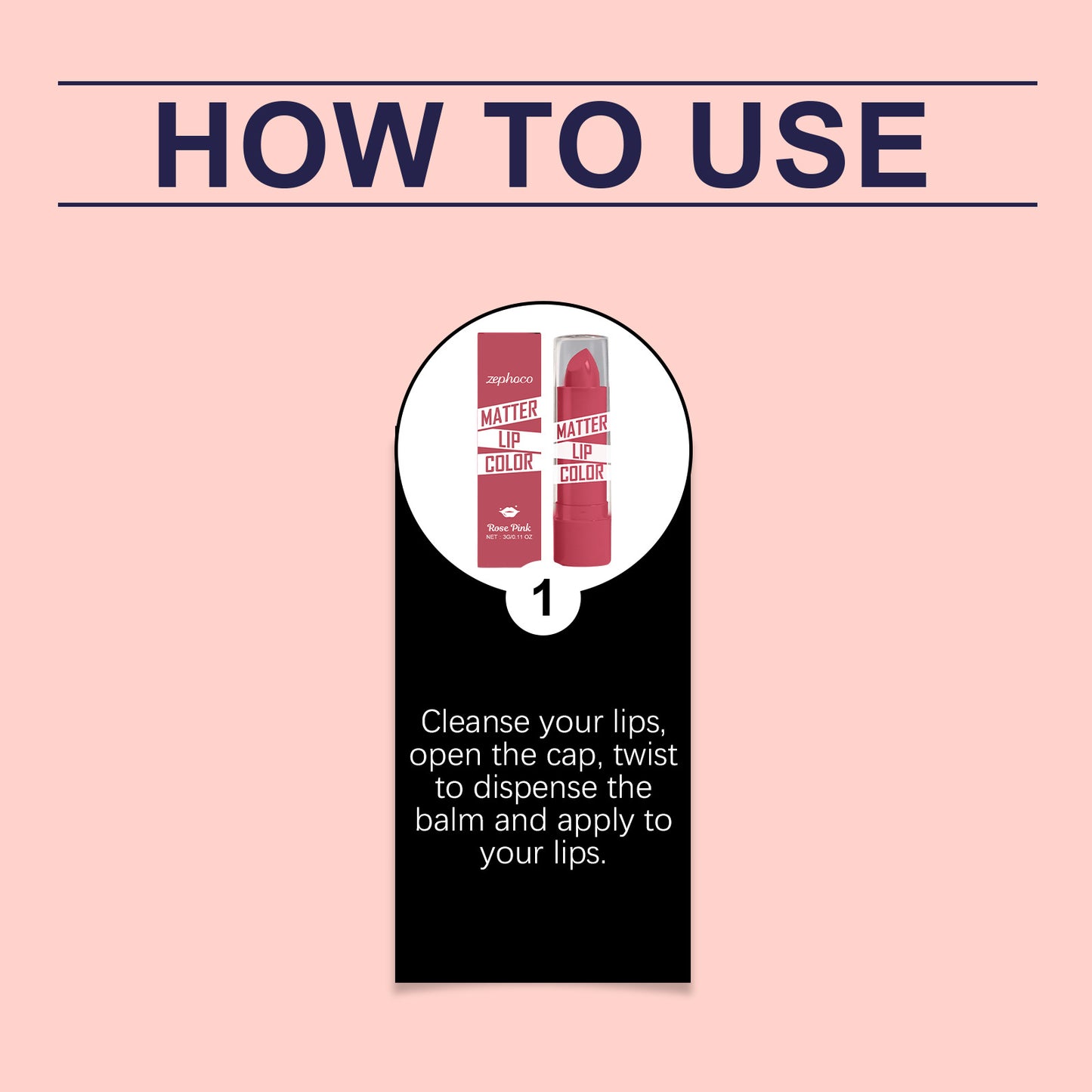 Zephoco Matte Lip Color – Rose Pink | Smooth, Non-Flaky & Long-Wear Lipstick