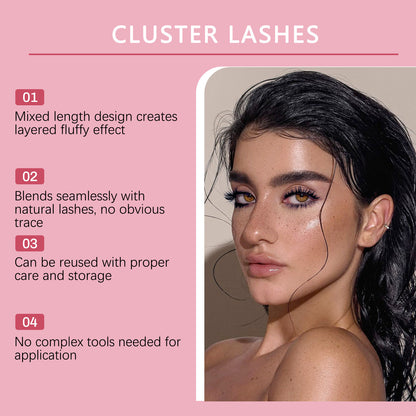 Kit de pestañas Nymixa Cluster: extensiones de pestañas naturales o glamurosas (200 unidades)