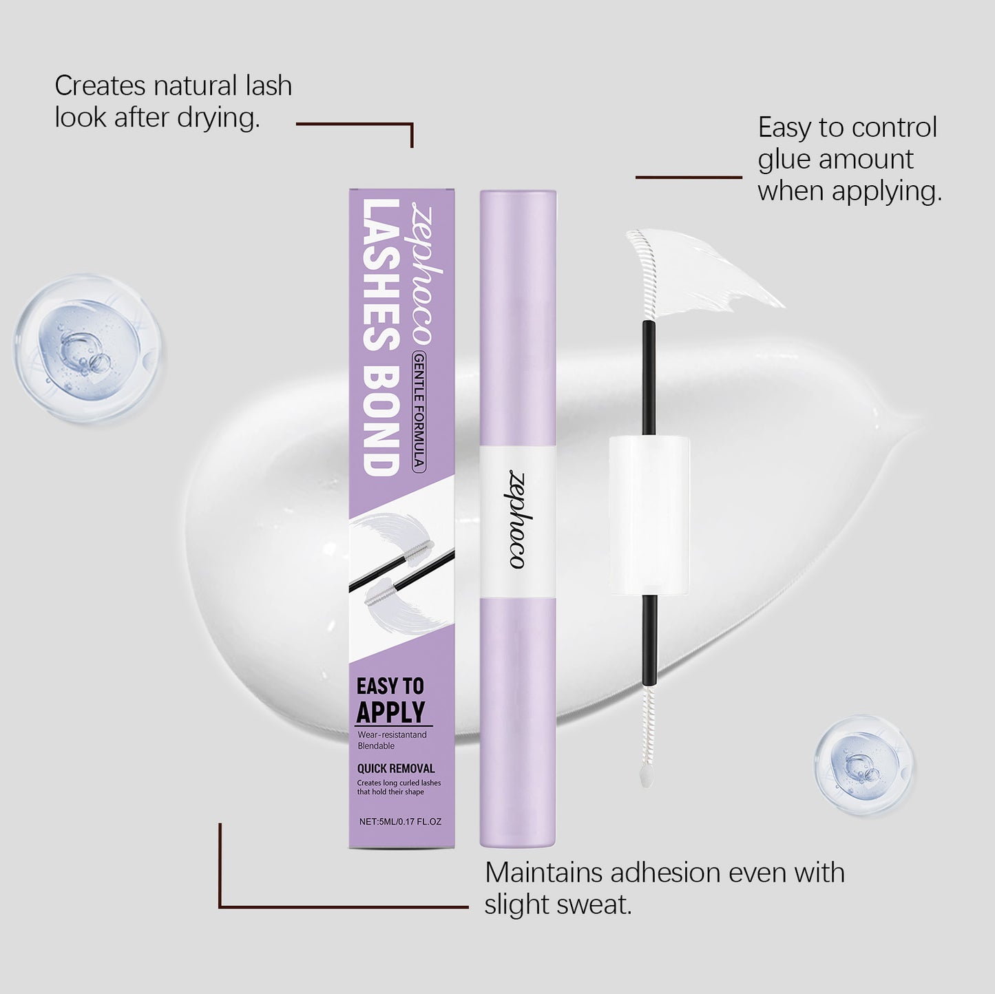 Zephoco Gentle Lash Bond Glue – Quick-Dry & Long-Lasting False Eyelash Adhesive