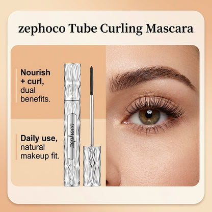 Mascara recourbant en tube Zephoco (Noir/Brun) – Formule waterproof allongeante et nourrissante pour les cils