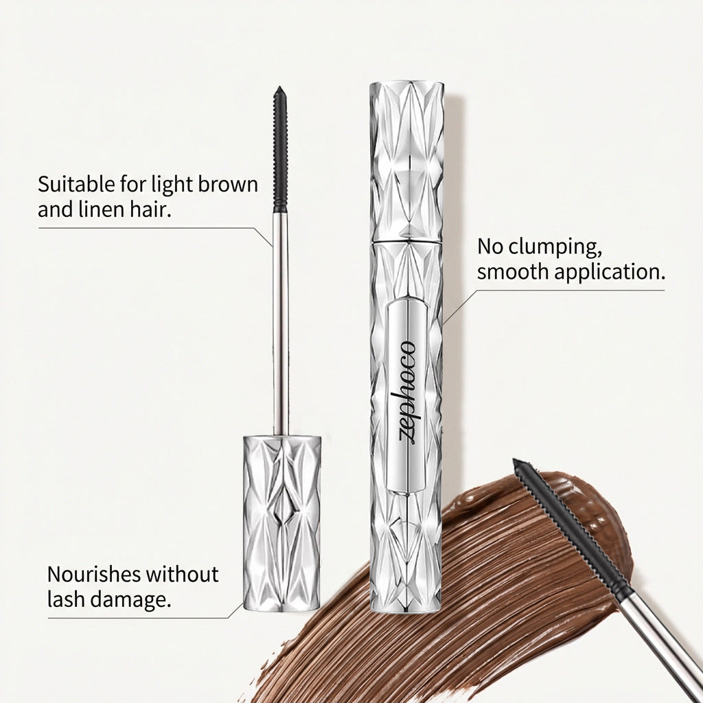 Mascara recourbant en tube Zephoco (Noir/Brun) – Formule waterproof allongeante et nourrissante pour les cils