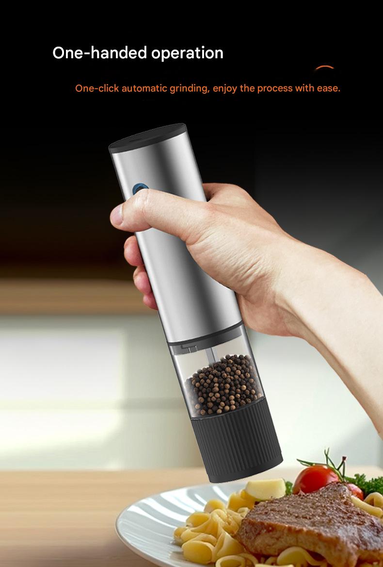 Electric Pepper Grinder – Rechargeable Stainless Steel Salt & Spice Mill with Adjustable Coarseness