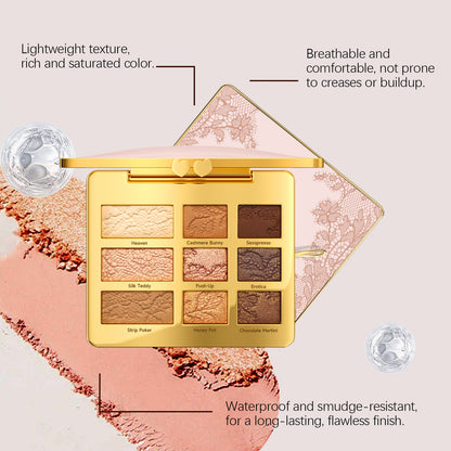 9-Color Nude Glam Eyeshadow Palette – Waterproof, Smooth & Long-Lasting Finish