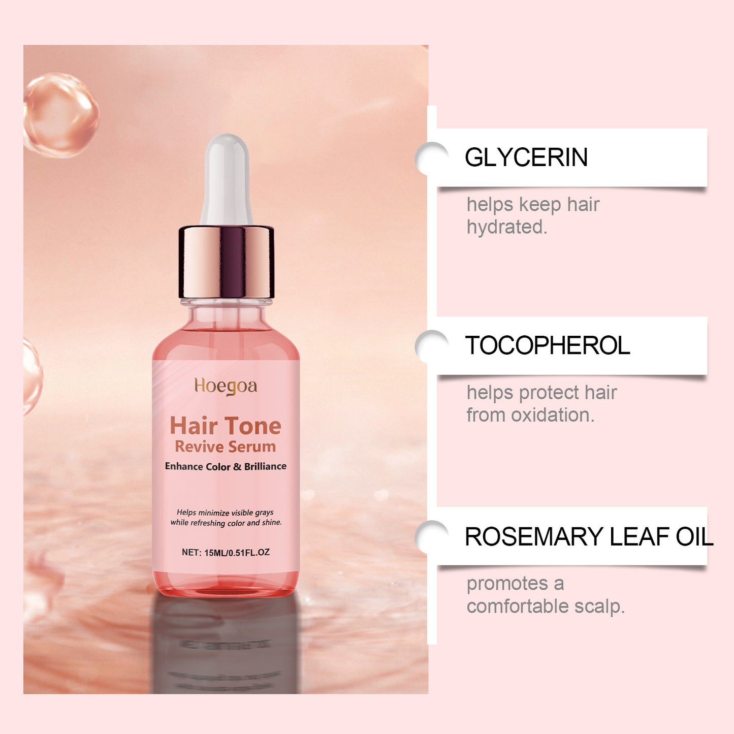 Suero revitalizante del tono capilar Hoegoa: realza el color y el brillo (15 ml)