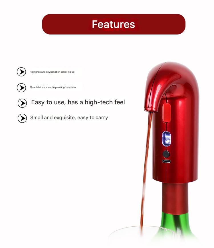 Electric Wine Aerator & Pourer – USB Rechargeable Automatic Wine Decanter