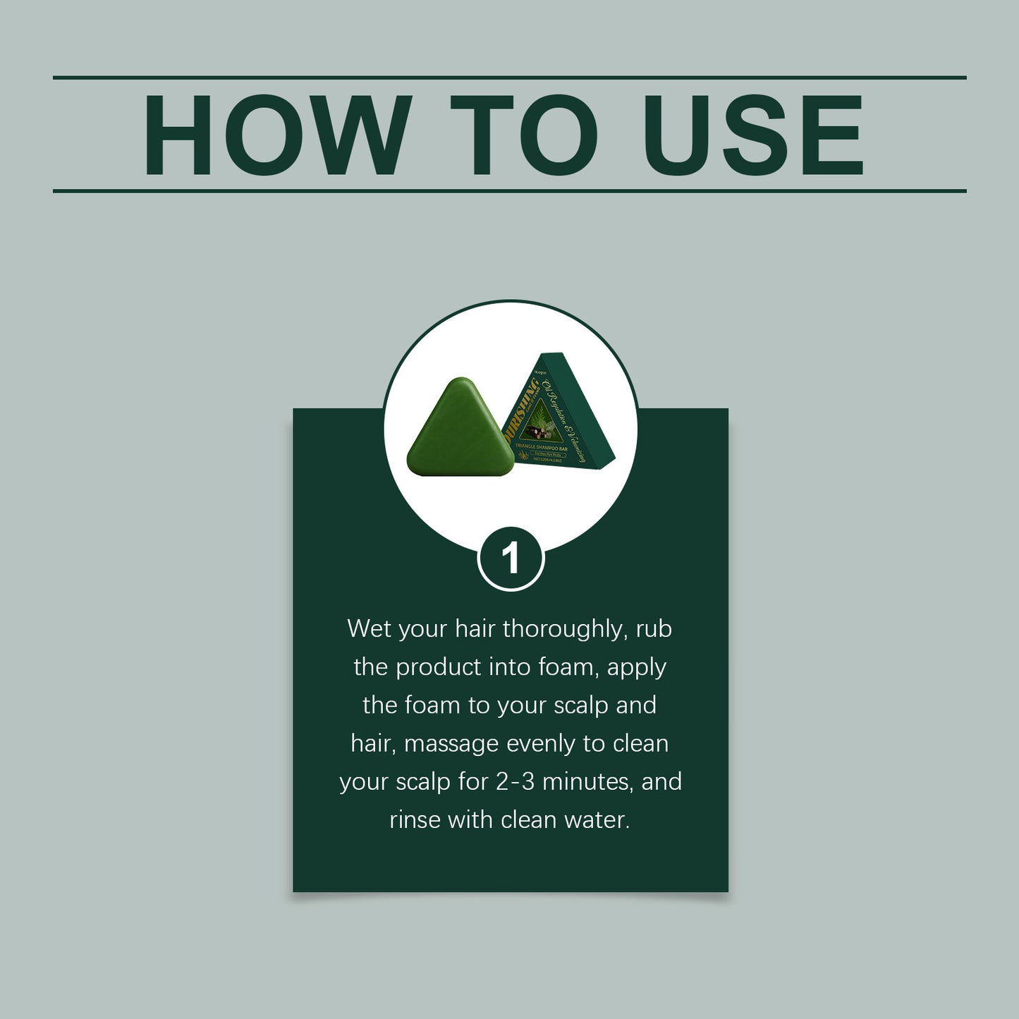 Champú en barra triangular nutritivo Hoegoa: fortalece el cabello y realza el brillo (120 g)