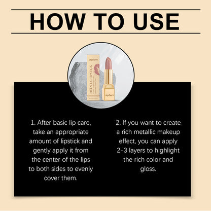 Zephoco Metallic Lipstick – Smooth Color & Radiant Finish (Multiple Shades)