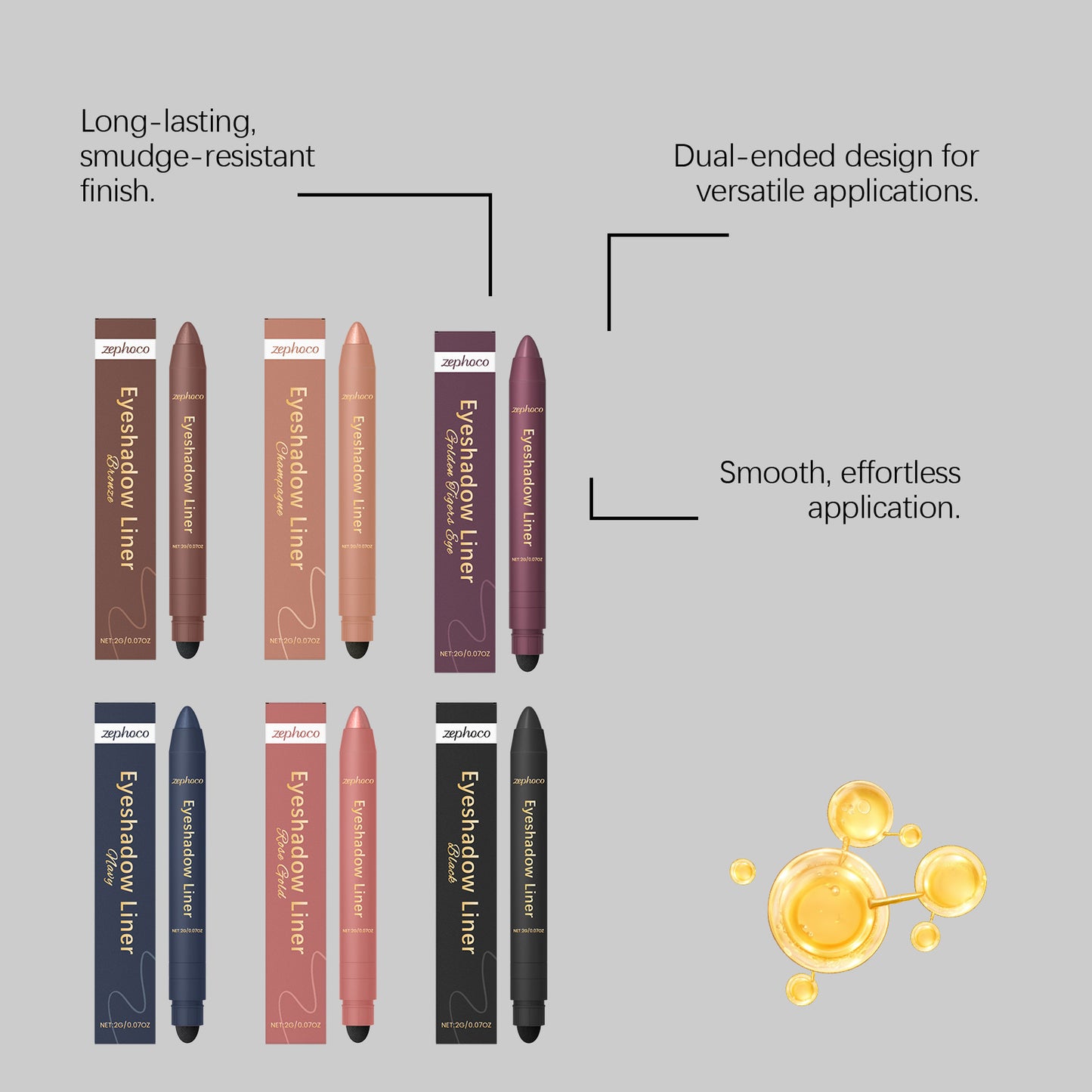 Delineador de ojos Zeyhoco de doble punta: suave, duradero y resistente a las manchas