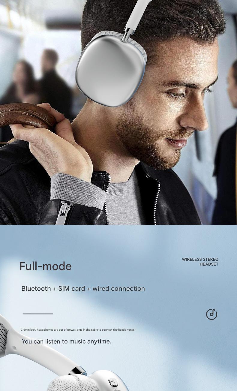 Auriculares inalámbricos Bluetooth supraaurales: graves profundos y sonido envolvente de 360° (compatibles con Apple P9)