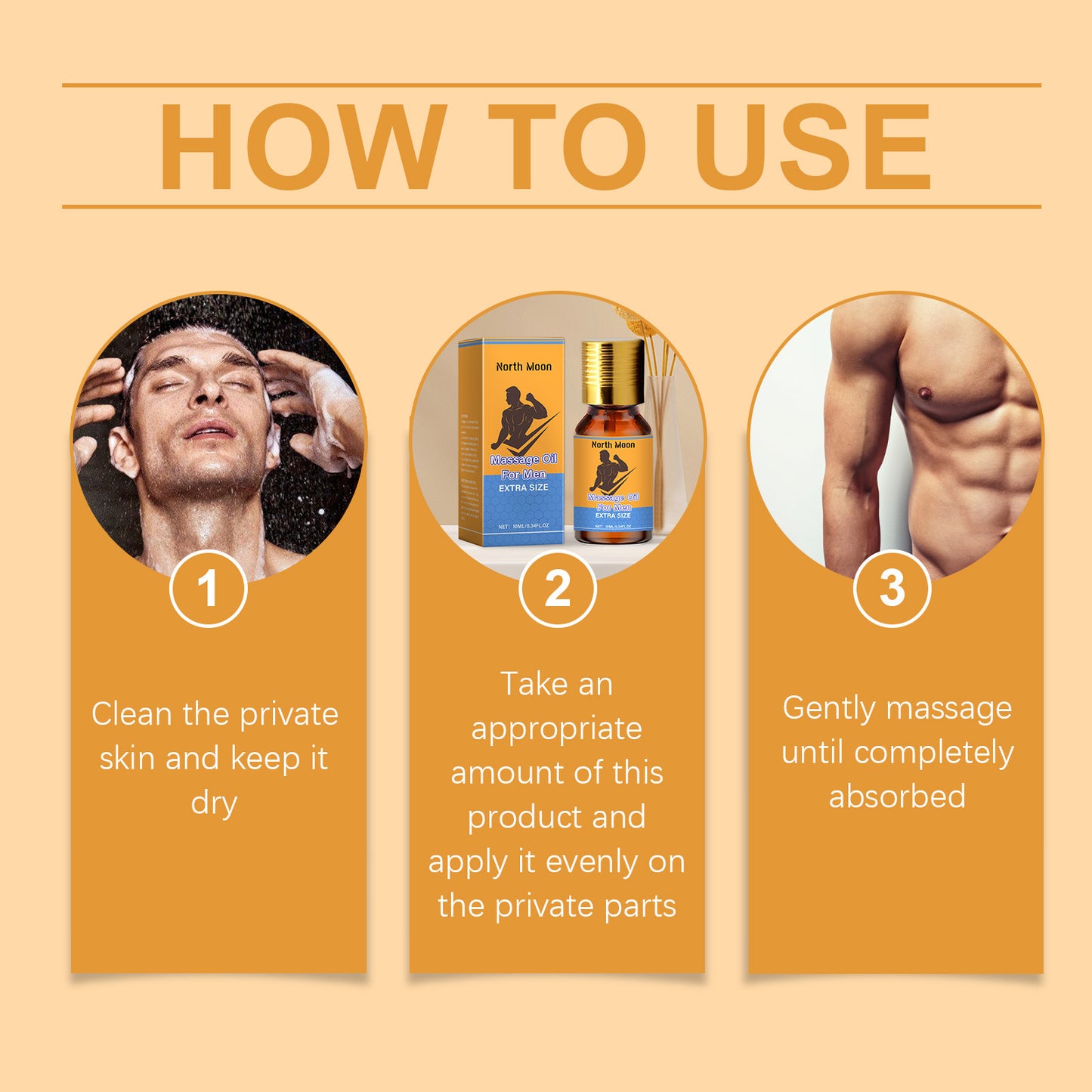 North Moon Men’s Massage Oil – Lightweight Hydrating Body Care Oil for Daily Use (10ml)