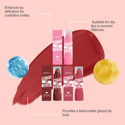Zephoco Matter Lip Color – Smooth Matte Finish for Defined, Comfortable Lips