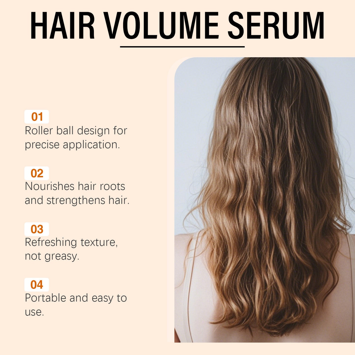 Sérum volumisant pour cheveux Hoegoa – Pénétration rapide, sans rinçage, convient à tous les types de cheveux 20 ml