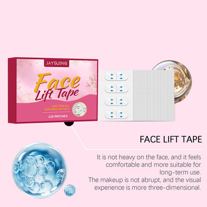 JAYSUING Bande adhésive pour lifting du visage – Patchs invisibles de soutien du contour du visage (120 pièces)