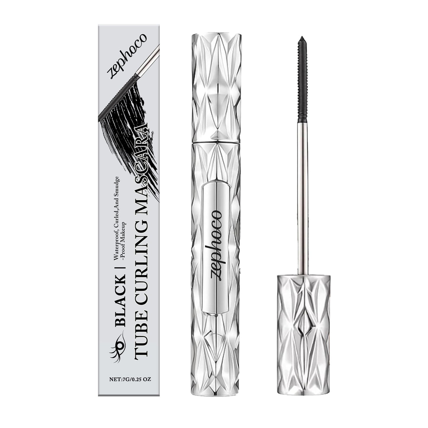 Mascara recourbant en tube Zephoco (Noir/Brun) – Formule waterproof allongeante et nourrissante pour les cils