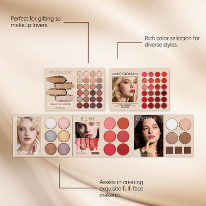 Paleta de maquillaje todo en uno Zephoco Fashion: sombra de ojos, brillo de labios, rubor y contorno