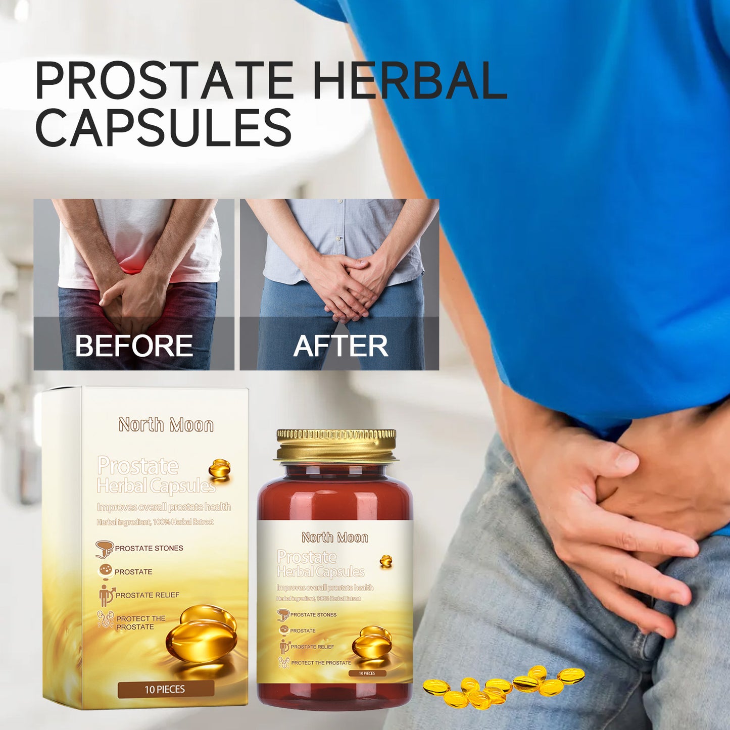 North Moon Herbal Wellness Capsules – Daily Men’s Health Support Supplement (10 Capsules)