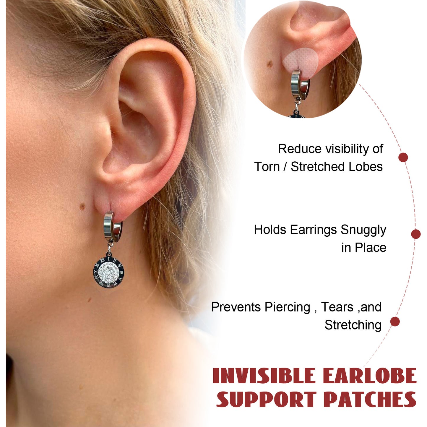 EELHOE Invisible Earlobe Support Patches – Lightweight Earring Support Pads