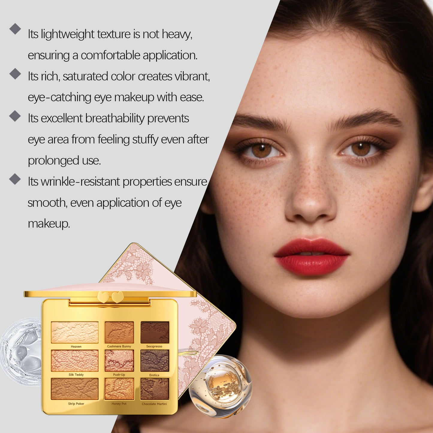 9-Color Nude Glam Eyeshadow Palette – Waterproof, Smooth & Long-Lasting Finish