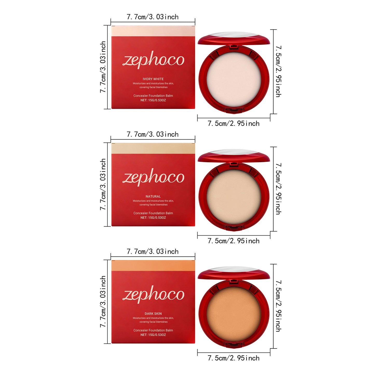 Zephoco Concealer Foundation Balm – Lightweight Coverage Makeup Compact