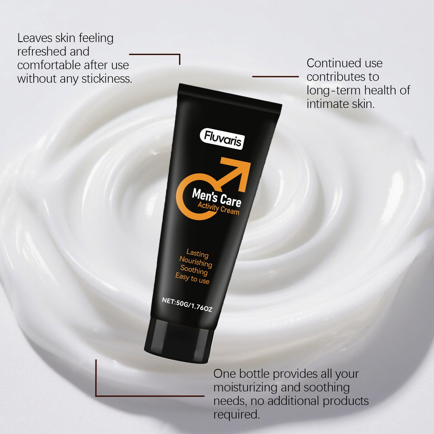 Fluvaris Mens Intimate Care Cream Lightweight Hydrating Body Care 50g