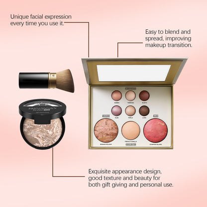 Palette de maquillage tout-en-un Zephoco – Fard à paupières, blush et highlighter avec pinceau pour une utilisation quotidienne et pour offrir