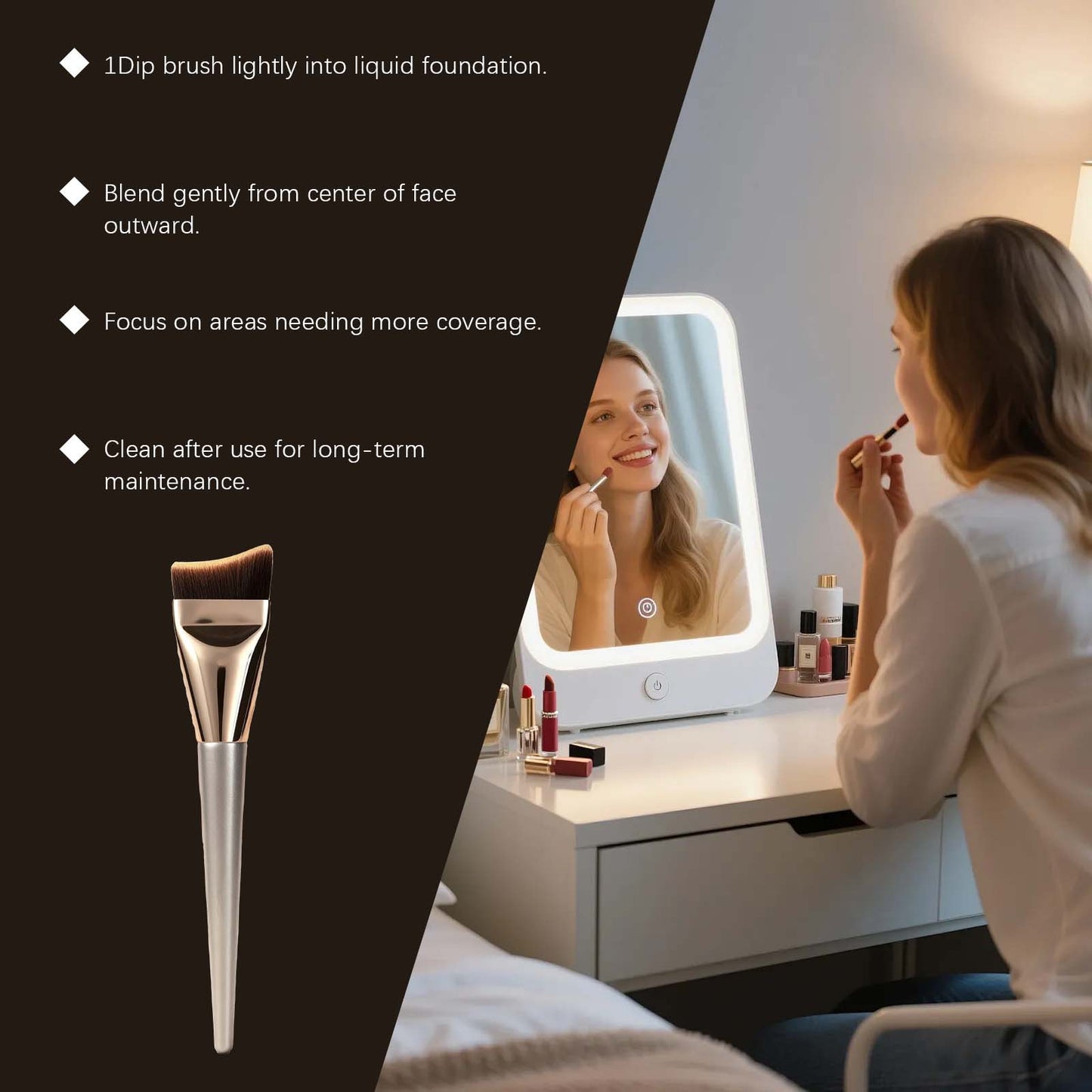 Professional Angled Face Makeup Brush – Foundation & Contour Blending Tool