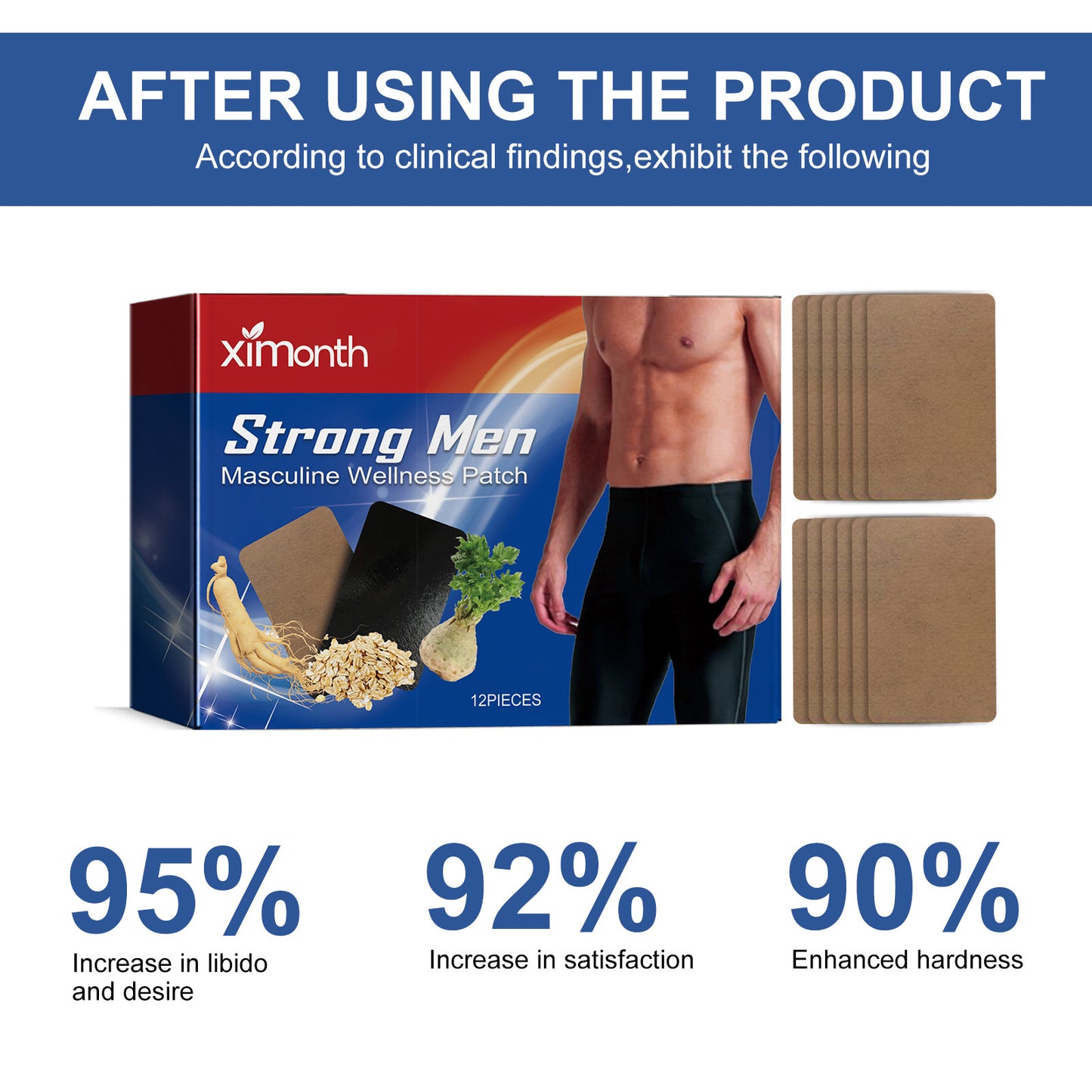 Ximonth Strong Men Wellness Patch – Herbal Comfort Support • Daily Body Care • Gentle Personal Wellness (12 Patches)